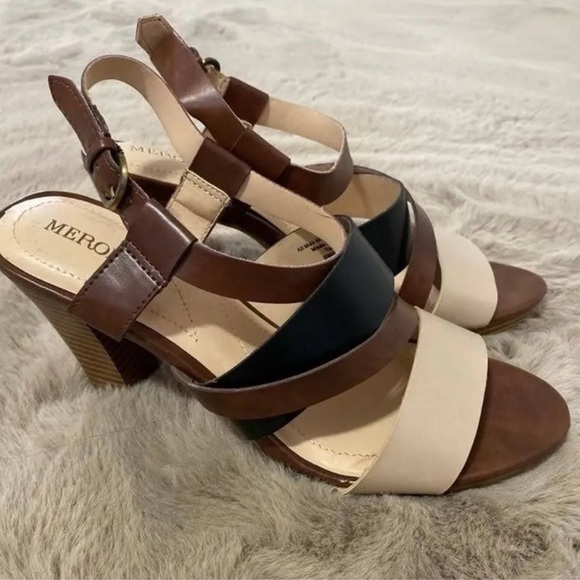Merona size 11 multi tone heeled sandals - Picture 3 of 6